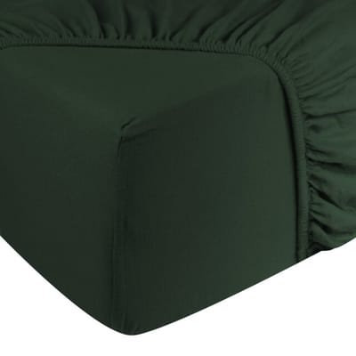 DoubleDry Jersey Stretch Hoeslaken - 100% Katoen - Eenpersoons 90x200 cm - 25cm Matrasdikte - Rondom Elastiek - Donker Groen