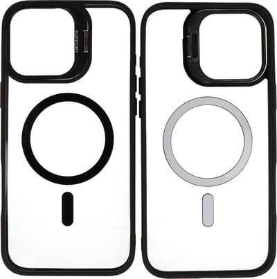 MagSafe Hoesje Geschikt voor iPhone 16 - Camera Beschermer Case met Staande Functie - Zwart