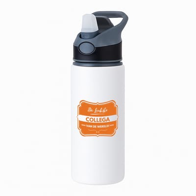 Hacebo® - De leukste collega waterfles met rietje zwart - Collega - beste collega - werk - afscheidscadeau - verjaardagscadeau - kado - water fles - 650ML