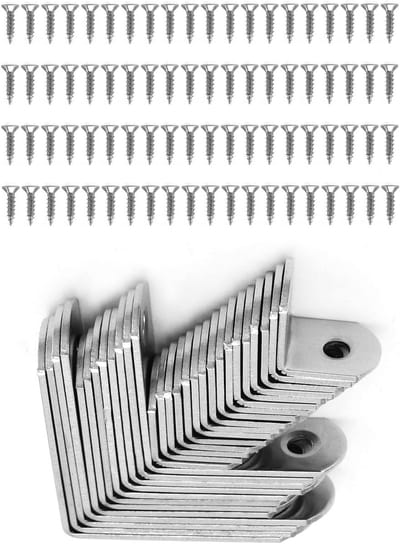 28 Stuks Hoekbeugels 20x20 mm, 40x40 mm, 50x50 mm - RVS L-beugels voor Hout, 90 Graden Hoekbeugels met Schroeven voor Meubelmontage