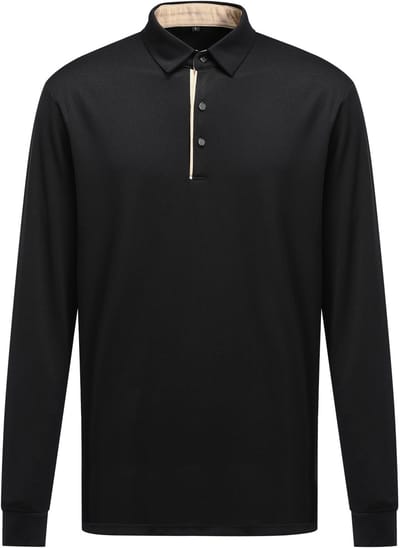 ALLTHEMEN Herren-Poloshirt mit langen Ärmeln - Farbblock - S