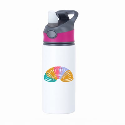 Hacebo® - springveer waterfles met rietje roze - Kind - kinderen - Speelgoed - regenboog - water fles - 650ML