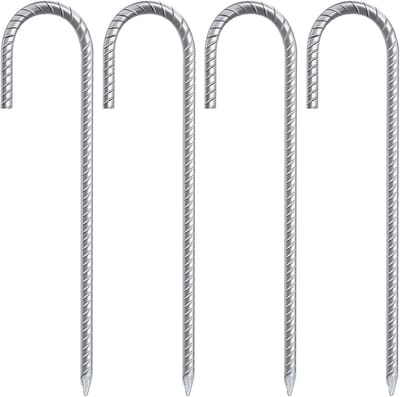 Set van 4 Sterke Grondpennen, 30 cm Gegalvaniseerd Staal voor Tenten en Trampolines