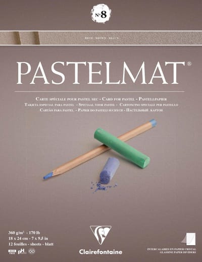 Clairefontaine Pastelmat - Papier voor pastelkrijt - blok no.8 - assorti - 360 g - 18 x 24 cm