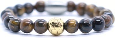 IbizaMen KIDS - Jongens - armband - tijgeroog - voetbal - RVS - 6mm - 14cm