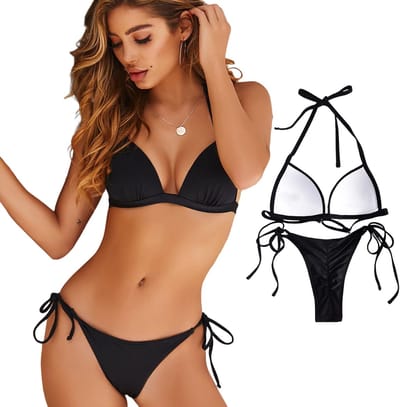 Tweedelige Bikiniset - Sexy Triangel Bikinitop met Push-Up Effect - Sneldrogend Design