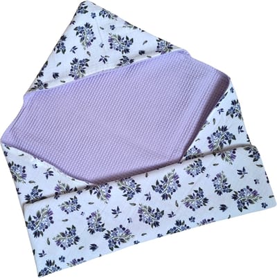 Wikkeldoek - Wikkeldeken - Omslagdoek - Wafel lila - Paars - Hydrofiel paarse bloemen - 70 x 70 cm - Handgemaakt - Handmade