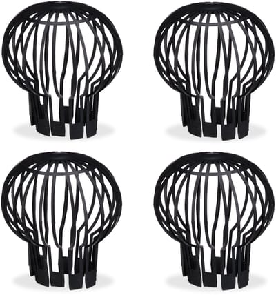 regenpijp beschermer - set van 4 - Ø 13 cm - kunststof boldraadrooster - dakgootbeschermer