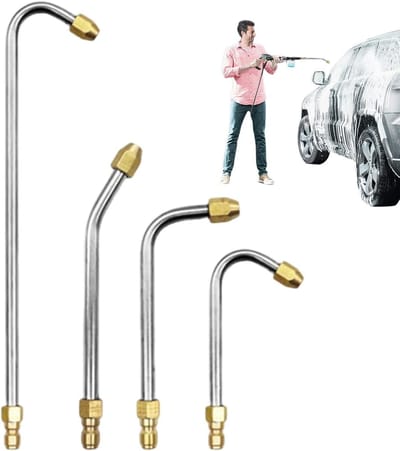 Hogedrukreiniger Accessoires Set - Reinigingsstaaf Verlengstuk - Terras Reinigen - Lekvrij Ontwerp - 4 stuks - Zilver