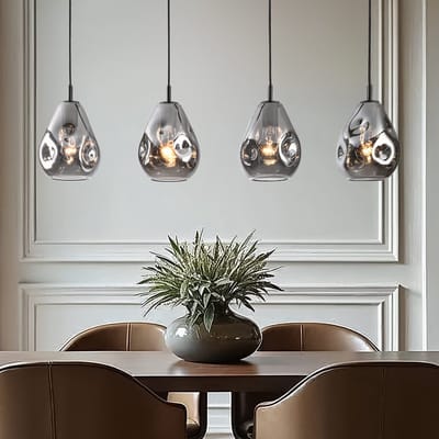 LumenXL 4-lichts design hanglamp zwart - smoke glas - Faliste