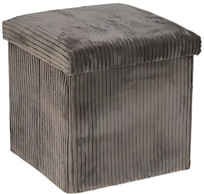 Corduroy Opvouwbare Poef -38x38x38cm - Donkergrijs