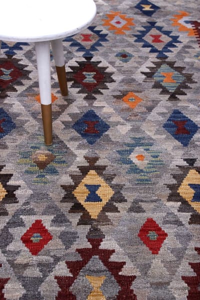 Kleurrijk Tapijt Laagpolig Handgeweven Wollen Vloerkleed - Koho Afghan Kelim 300x210 - 300x210cm- Modern - Woonkamer - Salon - Slaapkamer - Eetkamer