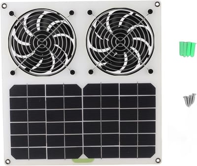 Zonne-energie Ventilator 12 Inch Dubbele Ventilator 100W Afzuigventilator voor Kippenhuis en Kas met Monokristallijn Siliconen 28x30x3cm