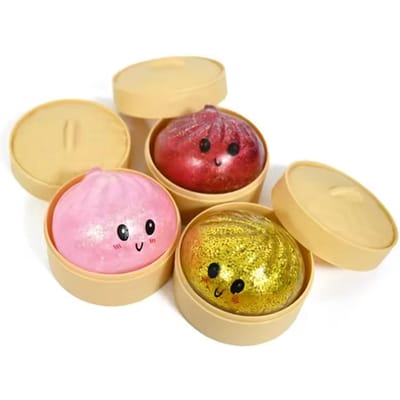 Mini Glitter Squishy Dumpling Fidget Speelgoed Stressverlichting Knijpspeelgoed voor Volwassenen Sensorisch Fidget Speelgoed voor Feestartikelen Cadeaus Willekeurig brown