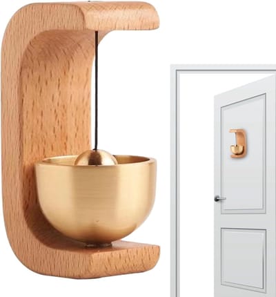 Magnetische Deurbel - Houten Bel Alarm - Veiligheid Thuis - Met Plakband - 45 x 35 x 7 cm - Koffie