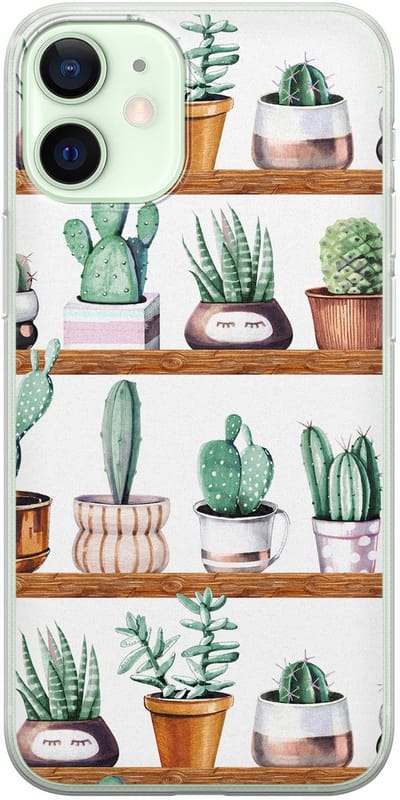 Leuke Telefoonhoesjes - Hoesje geschikt voor iPhone 12 Mini - Cactus - Soft case - TPU - Planten - Groen