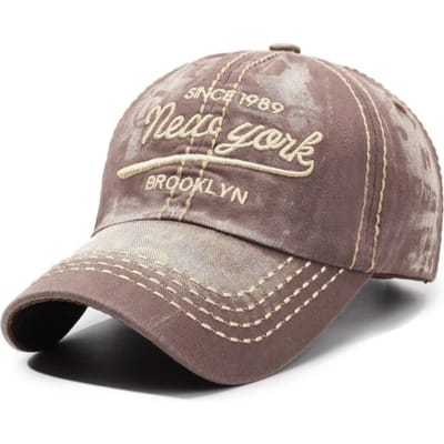 Casquette de Baseball Brodé Fashion New York Coton Usé Casquette Papa Réglable Hip Hop Chapeau de Soleil Extérieur pour Homme Femme Unisexe gray