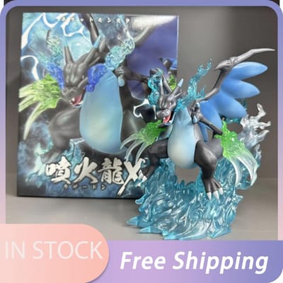 18cm Charizard Anime Figuur Charizard X Evolutie PVC Actie Figuur GK Collectie Standbeeld Model Bureau Ornament Speelgoed Cadeau with box gray