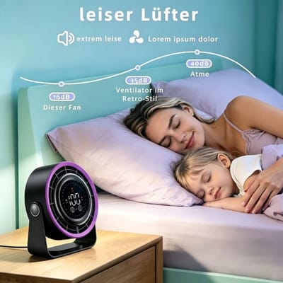 Nieuw voor 2026: Stille Turbo Tafelventilator, 3-in-1 met snelladen, tot 48 uur gebruiksduur, 180° draaibare Type-C ventilator voor kantoor en thuis