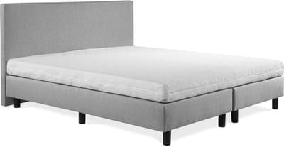 Boxspring Vendita vlak 190x210 cm Luxe Pocketvering Stof grijs Gratis 2x Hoofdkussens