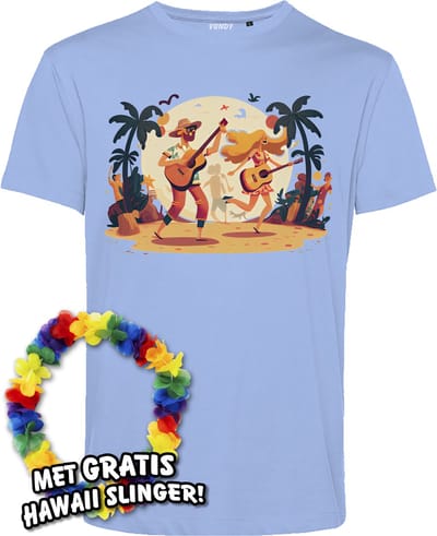 T-shirt Hippies Tropical | Toppers in Concert 2024 | Club Tropicana | Hawaii Shirt | Ibiza Kleding | Lichtblauw | maat XS