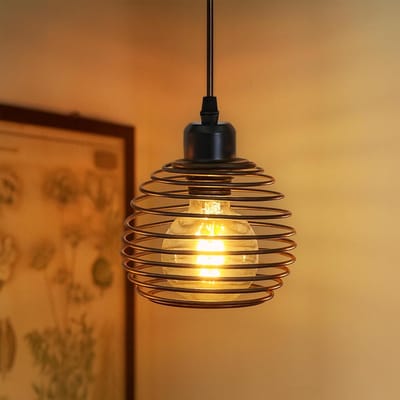 Glitzerlife - Hanglampen - Industrieel retro - 1xE27 - In hoogte verstelbaar - IJzer - Ø15 cm - Zwart - 450 cm snoerlengte - Hanglamp voor eetkamer en woonkamer