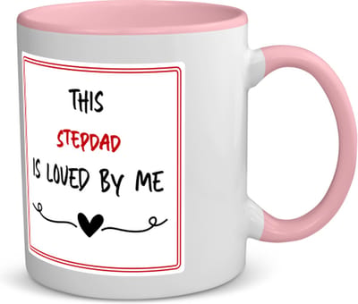 Akyol - this stepdad is loved by me koffiemok - theemok - roze - Papa - iemand die houdt van zijn stiefvader - vader cadeautjes - vaderdag - verjaardag - geschenk - kado - 350 ML inhoud