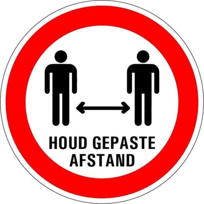 Verboden dicht bij elkaar te staan bord - kunststof 100 mm