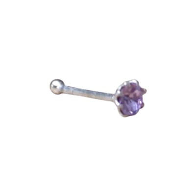 Aramat Jewels | Neuspiercing | Zilveren Neuspiercing met Kristal Steentje 1.5mm | Violet | |1,5mm | Zilver | Volwassenen | Verkleurd niet