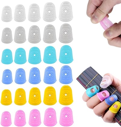 30 Stuks Vingerbeschermers voor Gitaar - Silicone Fingercaps, Herbruikbaar, Antislip en Ademend