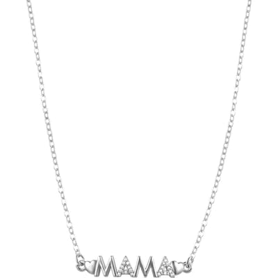 Luxenter Ketting met glanzende zirkonia, afgewerkt met rhodium - Mama