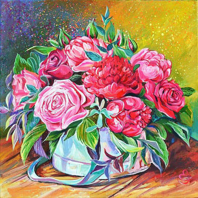 Diamant schilderij bloem strass kruissteek borduurwerk bloemenpatroon kralen kristal schilderij 30x30CM red