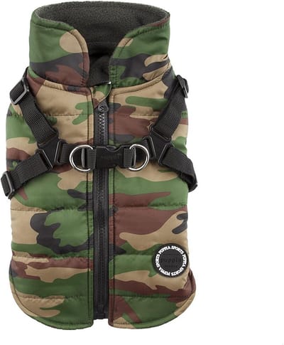 Winter Vest met Integraal Harnas voor Honden - Camouflage M