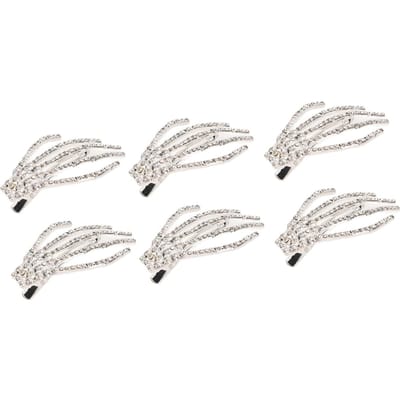 Skelet Hand Haarclip Punk Rock Horror Strass Bot Haarspeld Klauwen voor Halloweenfeest white