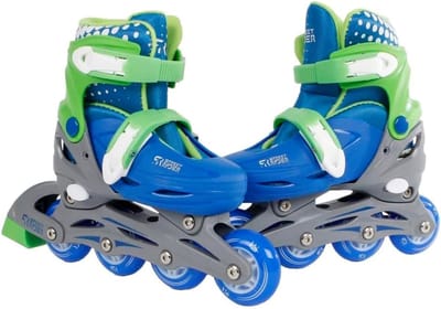 Verstelbare Kinder Inlineskates Groen Blauw Maat 31-34 - Comfortabel Skaten