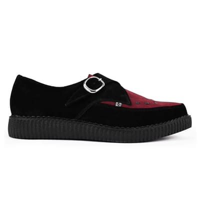 T.U.K. - Rockabilly Creepers - Pointed Creeper Buckle - EU41 tot EU46 - voor Mannen - zwart-bordeaux