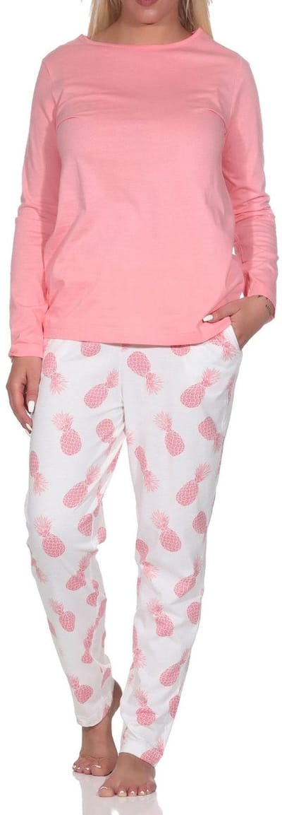 Normann dames pyjama met lange mouwen Homewear met ananasmotief
