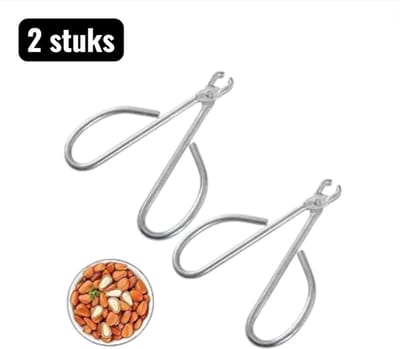 2 stuks - Notenkrakers - Krachtige Notenkraker voor Pijnboompitten – Universele Notentang met Antislip Handvat – Geschikt voor Harde Noten, Zaden en Ontpitten – Zilver