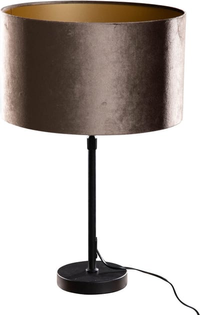 QAZQA parte shade - Klassieke Tafellamp met kap - 1 lichts - H 70 cm - Zwart Goud - Woonkamer | Slaapkamer | Keuken