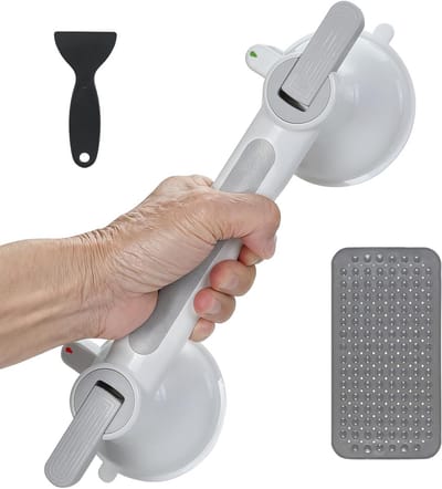 Handgreep met zuignap - Douchegreep badgreep - Veilig opstaan - 200 kg draagkracht - 32 cm - Wit
