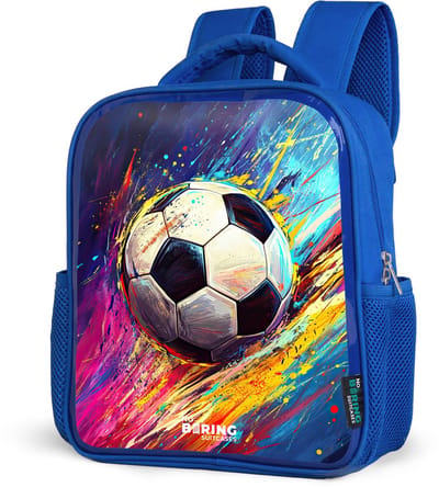NoBoringSuitcases.com® - Rugzak blauw - Schooltas jongens - Neon - Voetbal - Kleurrijk - Kinder rugtas jongen - Boekentas kind - Kinderrugzak voor school - Schoolrugzak