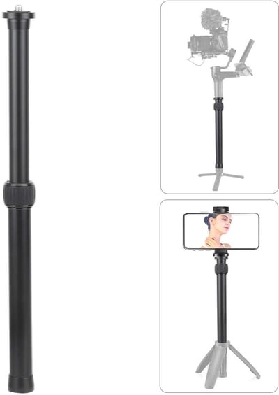 Dailygoods- Statiefverlenging Sterke Verlengbuis - Verstelbare Aluminiumlegering - 2 Delen - 25-41 cm - 1/4 inch/3/8 inch Schroefinterface - Eenvoudige Installatie