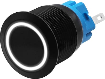 ProRide Metalen Drukschakelaar 12V ON-OFF - 19mm - Aan/uit schakelaar - Spatwaterdicht - 12V/24V - LED Indicatie Wit