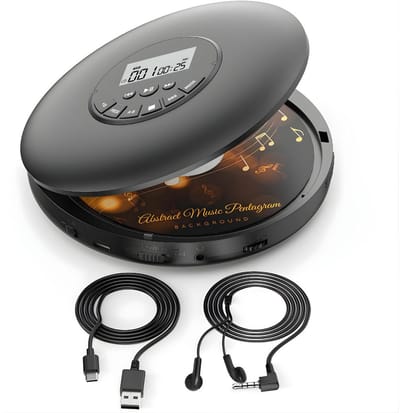 KAD® CD Speler - Draagbare CD Speler - Portable CD Speler - Zwart - 21cm x 17cm x 4cm