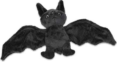 Inware Pluche vleermuis - knuffeldier - zwart - vliegend - 18 cm - knuffel vleermuis