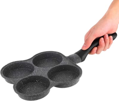 Omeletpan met 4 Gaats en Afneembaar Handvat - Ideaal voor Pannenkoeken en Ontbijt
