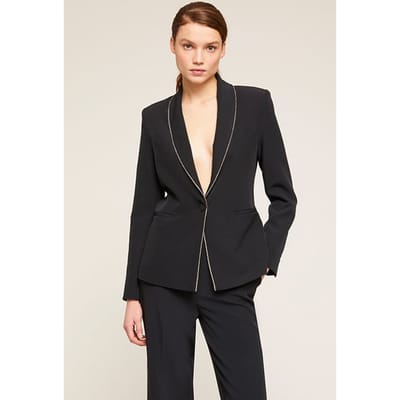 Motivi Single-breasted Blazer With Jewel Border Black Maat: 42 | Blazers Outlet | Dames | Zwart