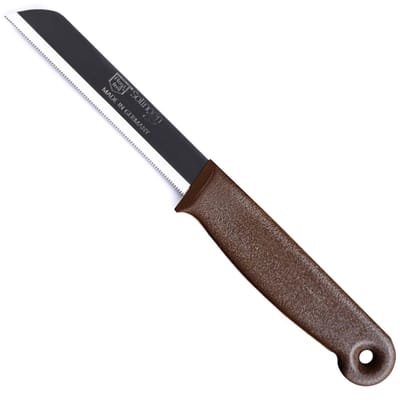 Solingen Kartelmes – Tomatenmes met Kartel – RVS – 18,5 cm met Blade Cover – Bruin