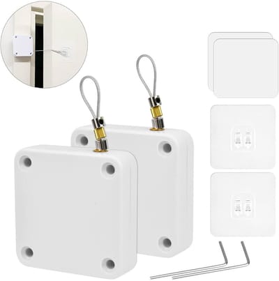 2x Automatische Deursluiter - 1KG trekgewicht - Stikkerklevend - Met Trekkoord - Dranger/ Deur sluiter - Deurdranger - Deuropvanger- Zelfsluitend - Zelfsluitende Deuren - Schuifdeur Dranger - Zelfsluitende Deur - Verdekte Montage - Past op elke deur
