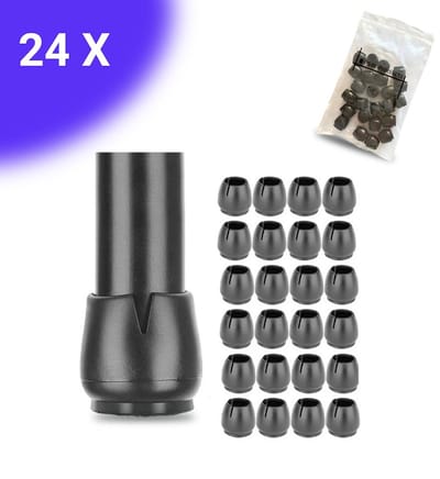 FSW-Products - 24x Premium Stoelpootdoppen Flexibel 12-16 mm - Antikras Vilt - Stoelpoot beschermers - Viltjes - Meubelvilt - Vloerbescherming - Zwart - Ronde Poot